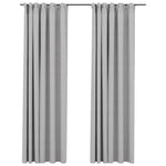 ZNTS Linen-Look Blackout Curtains with Hooks 2 pcs Grey 140x245 cm 321174