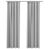 ZNTS Linen-Look Blackout Curtains with Hooks 2 pcs Grey 140x245 cm 321174