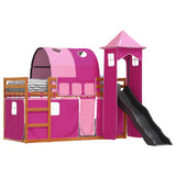 Bunk Bed without Mattress with Slide and Curtains Pink 90x200 cm 3284169
