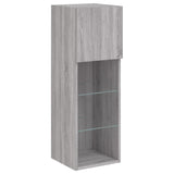 4 Piece TV Wall Cabinets with LED Lights Grey Sonoma 3216581