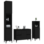 ZNTS 3 Piece Bathroom Furniture Set Black Engineered Wood 3185606