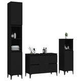 ZNTS 3 Piece Bathroom Furniture Set Black Engineered Wood 3185606