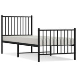 Metal Bed Frame without Mattress with Footboard Black 80x200cm 350873