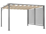 3 x 2.8m Metal Pergola, with Retractable Fabric Roof - Beige T3398P320021
