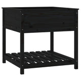 Planter with Shelf Black 82.5x82.5x81 cm Solid Wood Pine 823798