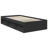 Bed Frame with Headboard Black 100 x 200 cm Solid Pine Wood 3410637