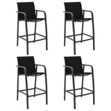 Garden Bar Chair Set of 4 Black Textilene, Steel Standard 48117