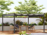 3 x 3m Retractable Roof Metal Pergola - Grey T3398P317633