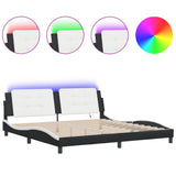 Bed Frame with LED without Mattress "Zadar" Black and White 200x200 cm 3214136
