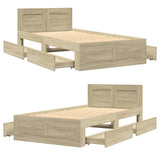 Bed Frame with Headboard without Mattress Sonoma Oak 90x190 cm Single 3295613