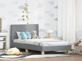 Toddler Bed Frame with Headboard Light Grey 70 x 140 cm Fabric 42010979
