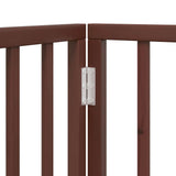 Dog Gate with Door Foldable 6 Panels Brown 480 cm Poplar Wood 3155581