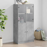Highboard with Doors Concrete Grey 68x37x142 cm Engineered Wood 3295867
