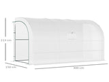 Outdoor Walk-In Greenhouse, Plant Nursery with Zippered Doors, PE Cover and 3-Tier Shelves, White, T3398P318754