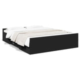 Bed Frame Black Engineered Wood King Size Bed Frame Rectangular 3280287