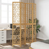 Room Divider 4 Panels Brown Solid Wood Paulownia 358868