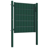 Fence Gate PVC and Steel 100x100 cm Green 145228
