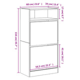 Shoe Cabinet Smoked Oak 60x34x116 Engineered Wood 840019