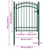 Fence Gate EMMEN with Spikes Steel 103x109.5 cm Green 146374