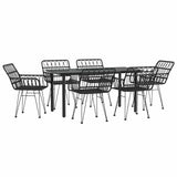 7 Piece Garden Dining Set Black Poly Rattan 3157870
