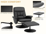 Swivel Recliner Chair with Footstool, PU Leather Armchair and Ottoman with High Back and Round Base T3398P328123