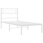 ZNTS Metal Bed Frame without Mattress with Headboard White 75x190cm 372316
