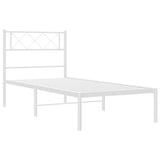 ZNTS Metal Bed Frame without Mattress with Headboard White 75x190cm 372316