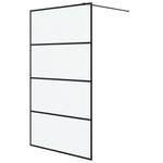 Walk-in Shower Wall Black 115x195 cm Frosted ESG Glass 152133