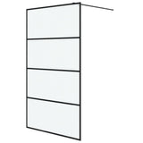 Walk-in Shower Wall Black 115x195 cm Frosted ESG Glass 152133
