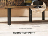 Coffee Table with Storage, Living Room Table with Slatted Tambour Sliding Doors and Foot Pads, T3398P377893