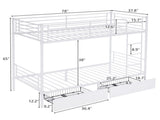 Twin Over Twin Bunk Bed with Two Storage Drawers & Full-Length Guard Rail, Heavy Duty Metal Bunk Bed 89933334