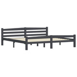 Bed Frame Dark grey Solid pinewood, plywood Double Durable 322095