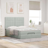 Ottoman Bed with Mattresses Light Grey 140x200cm Velvet 3313475
