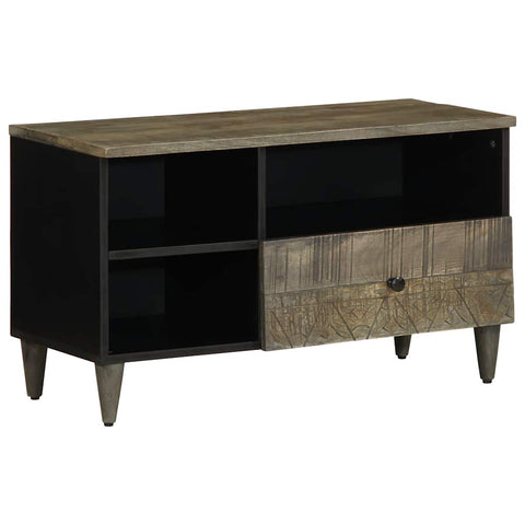 ZNTS TV Cabinet Black 80x33x46 cm Solid Wood Mango 4017809