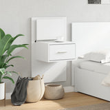Wall-mounted Bedside Cabinet with LED Lights White 848157