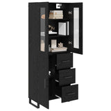 Highboard with Drawer 2 pcs Black Oak Engineered Wood and Glass 3416134