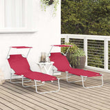 Sun Lounger Folding 2 pcs Red 58 x 188 x 77cm Polyester 42003061