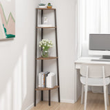 4-Tier Corner Shelf Dark Brown and Black 45.5x31.5x150 cm 336392