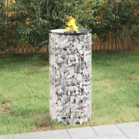 ZNTS Gabion Fire Pit Ø 50 cm Galvanised Iron 153559