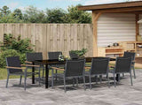 Garden Dining Set 9 pcs Black Powder-coated Steel 3379092