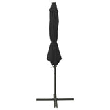 Cantilever Garden Parasol with Pole and LED Lights Black 300 cm 312340