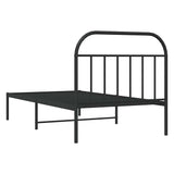 Metal Bed Frame without Mattress with Headboard Black 100x190cm 353629