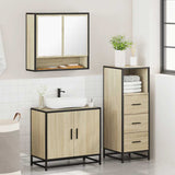 ZNTS 3 Piece Bathroom Furniture Set Sonoma Oak Engineered Wood 3301036