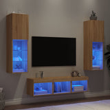 5 Piece TV Wall Units with LED Sonoma Oak Engineered Wood 3216606
