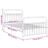 Metal Bed Frame without Mattress with Footboard White 107x203cm 376663