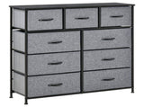 Nine Drawer Fabric Dresser - Grey T3398P329955