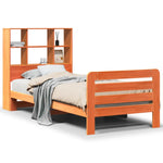 ZNTS Bed Frame without Mattress Wax Brown 90x190 cm Single Solid Wood Pine 3309943