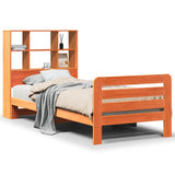 ZNTS Bed Frame without Mattress Wax Brown 90x190 cm Single Solid Wood Pine 3309943