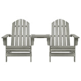 310068 Garden Adirondack Chairs with Tea Table Solid Fir Wood Grey