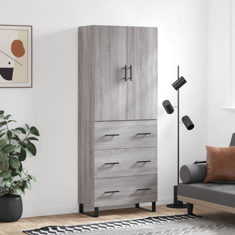 Highboard Grey Sonoma 69.5x34x180 cm Engineered Wood 3195873